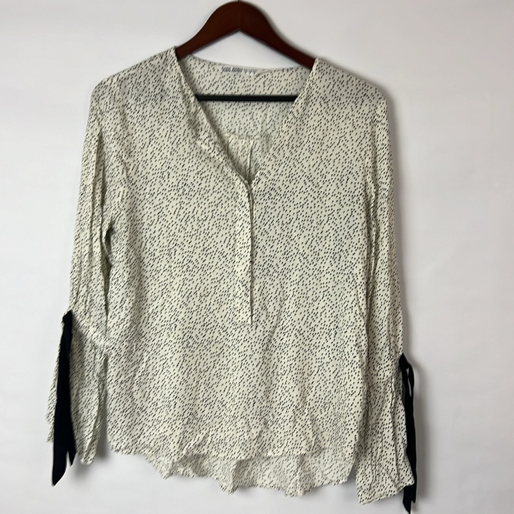 Zara polka Dotted Blouse with ties on sleeves